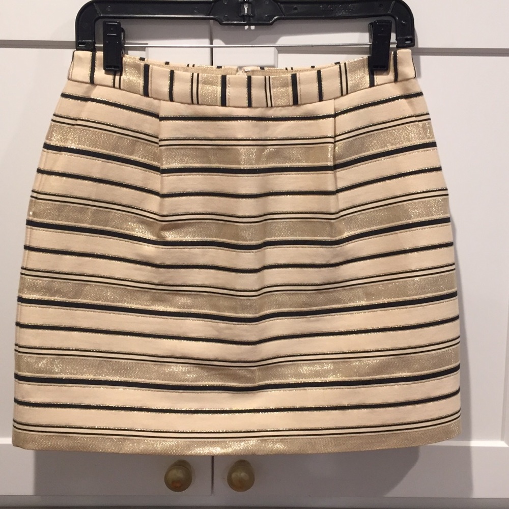 J. Crew Metallic Gold and Charcoal Skirt